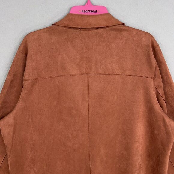 Tahari Jacket Womens 2X Brown Faux Suede Open Soft Minimal Quiet Luxury Autumn - Picture 7 of 14